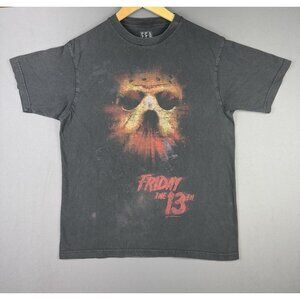 Vintage Y2K Friday The 13th Movie Horror Promo TV Art Scary Halloween Black Tee